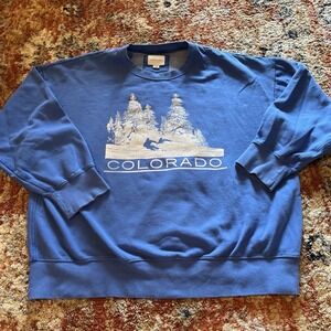 American Eagle Outfitters Winter Blue Distressed COLORADO CREWNECK SWEATSHIRT S
